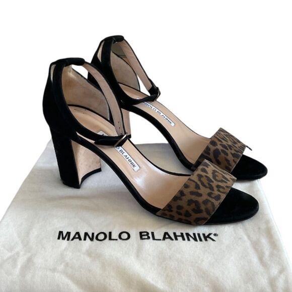 Manolo Blahnik Lauratomod Suede Ankle Strap Sandal - Picture 1 of 11